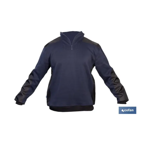 SUDADERA RANGER CUELLO CREMALLERA 280GMS AZUL-NEGRO T-XXXL