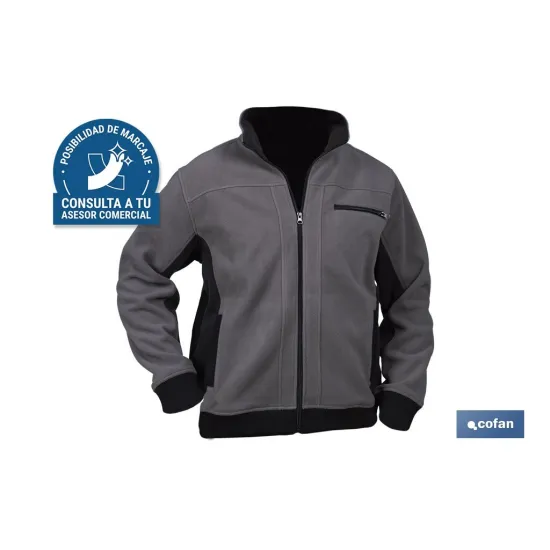 CHAQUETA POLAR MODELO WALKER 370 G/M GRIS-NEGRO TALLA S