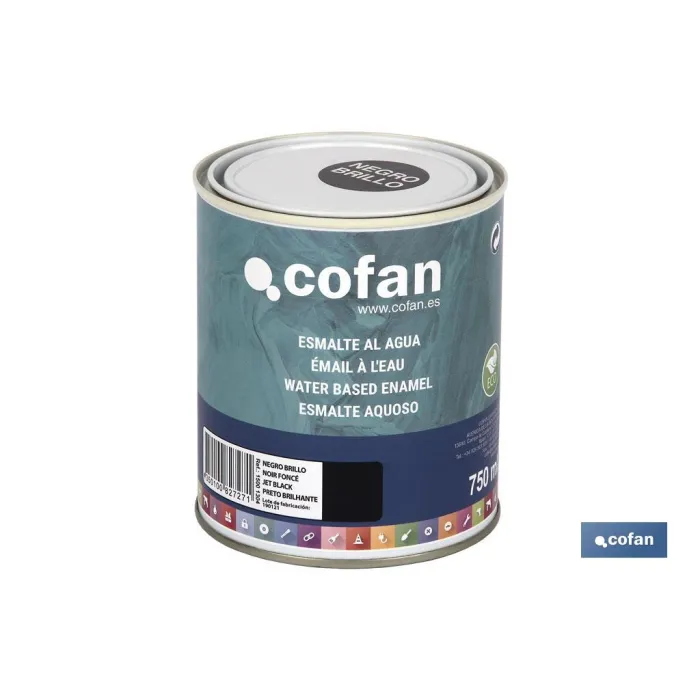 ESMALTE AL AGUA (750 ML) NEGRO BRILLO