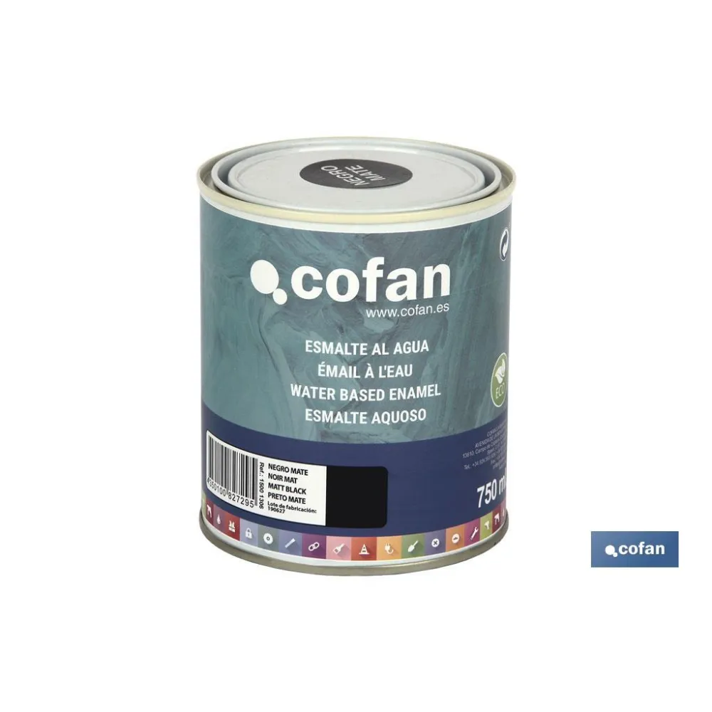 ESMALTE AL AGUA (750 ML) NEGRO MATE