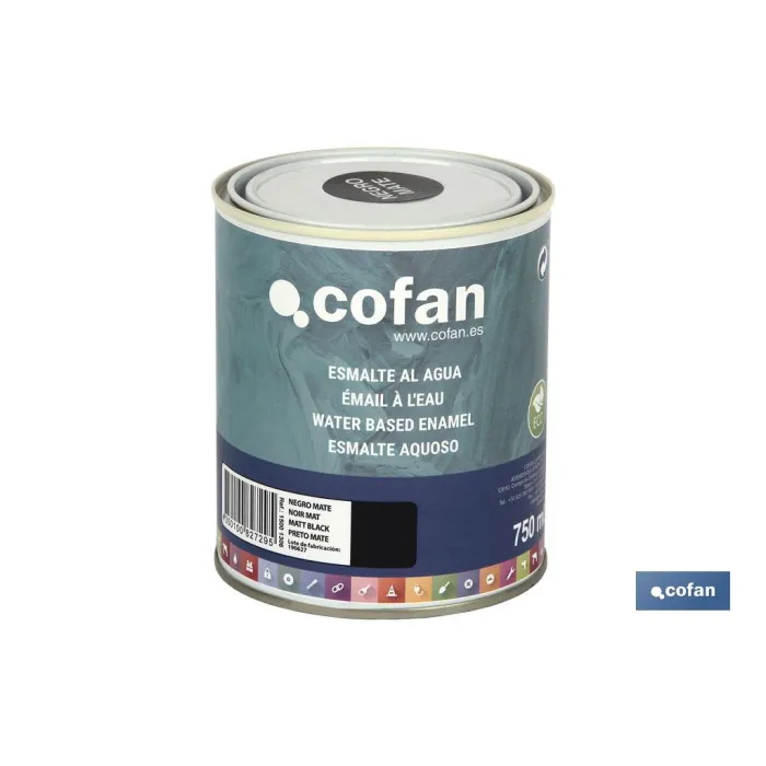 ESMALTE AL AGUA (750 ML) NEGRO MATE