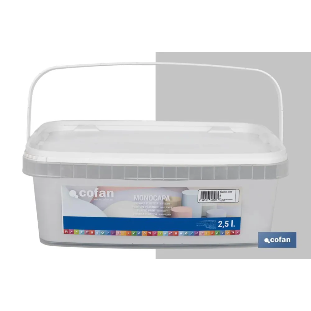 PINTURA PLÁSTICA MONOCAPA BLANCO AURA 2,5 L