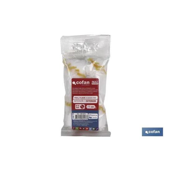 PACK 2 RECAMBIOS MINI RODILLO PAREDES LISAS 11CM