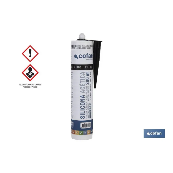 SILICONA ACETICA UNIVERSAL 280 ML NEGRO