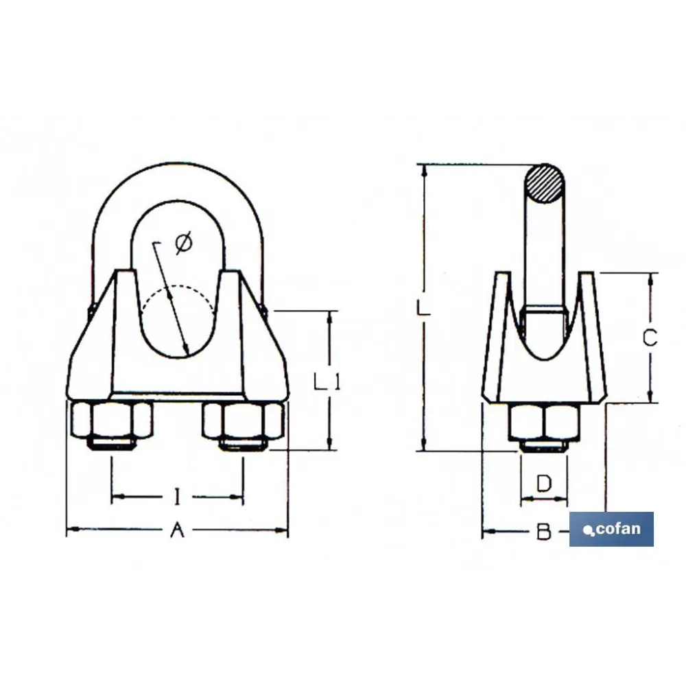 SUJETACABLES DIN-741 ZINCADO M-30