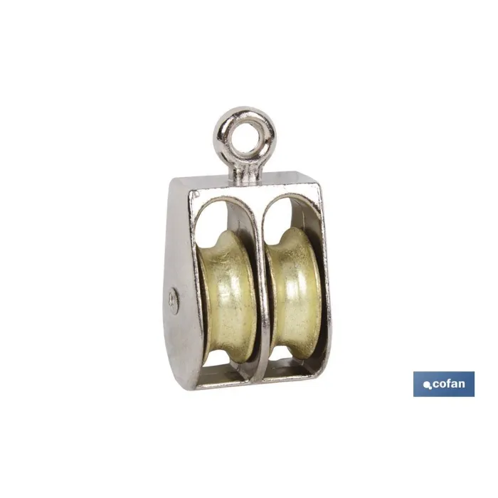POLEA DOBLE FIJA NIQUELADA (Ø25MM) Venta unitaria