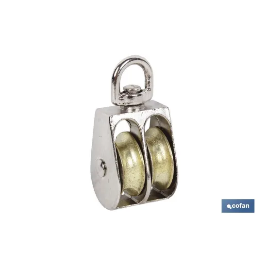 POLEA DOBLE GIRATORIA NIQUELADA (Ø12MM) Venta unitaria