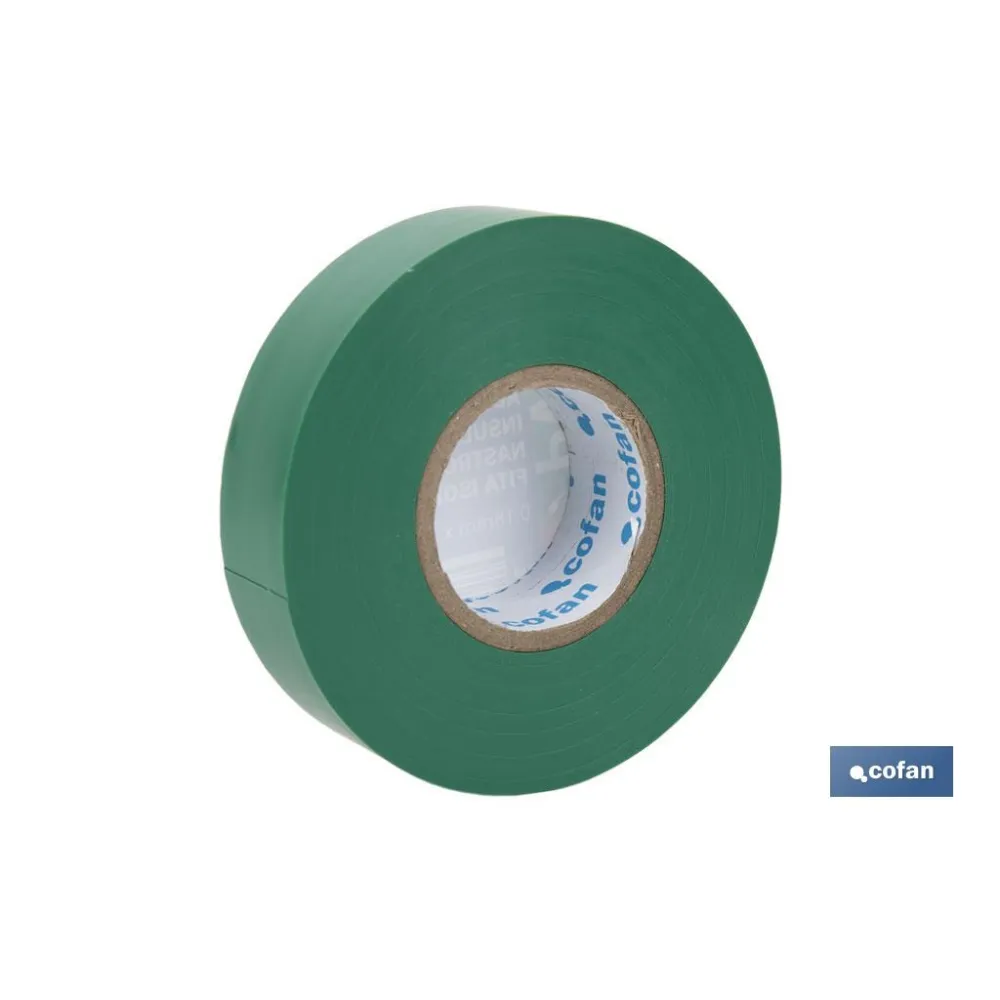 CINTA AISLANTE 180 Micras VERDE 19mmX20 Metros