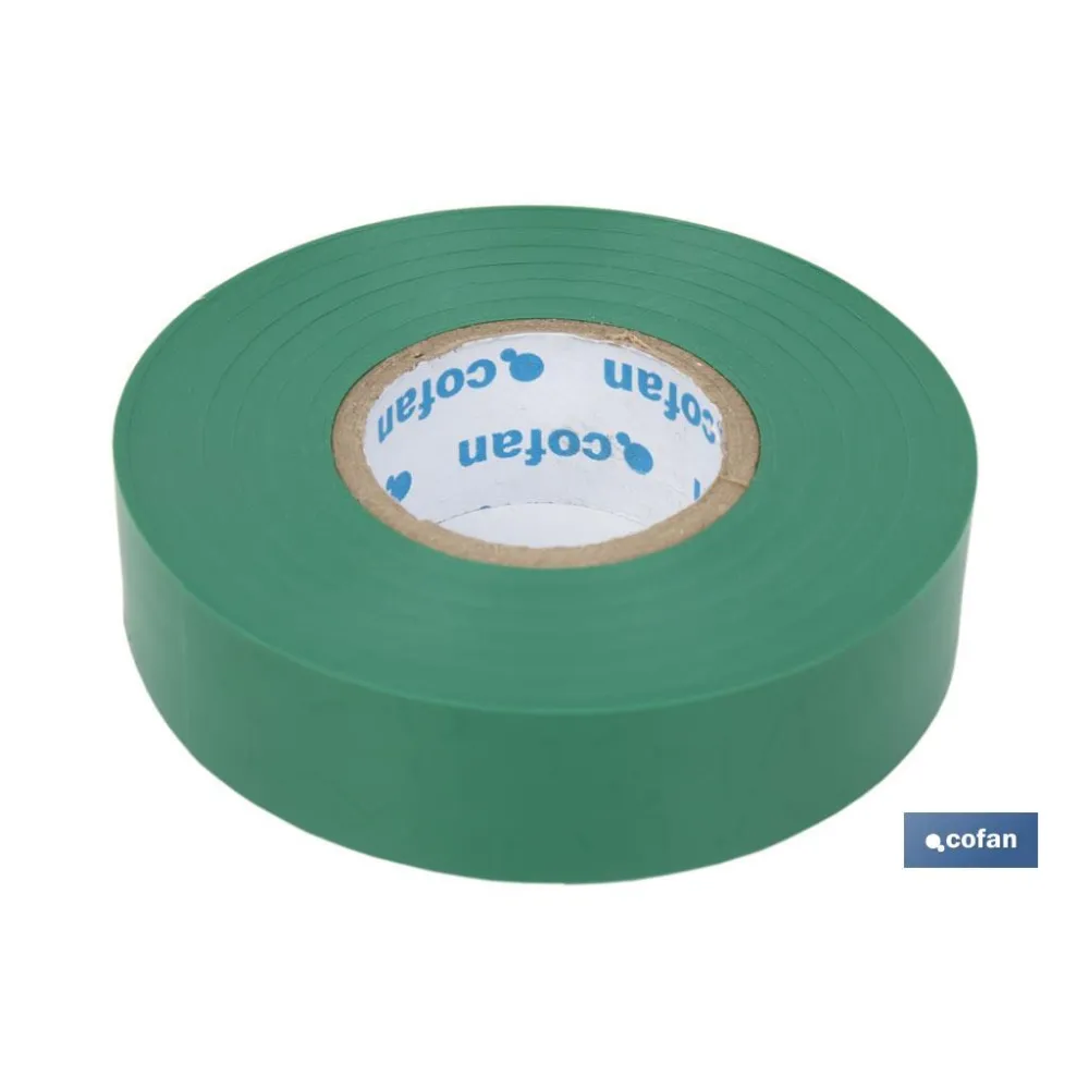 CINTA AISLANTE 180 Micras VERDE 19mmX20 Metros