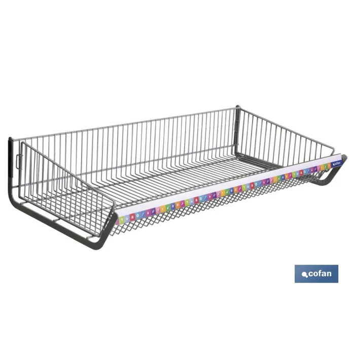 CESTO CON EXTREMOS PARA EXPOSITOR 1000X480mm + PORTAPRECIOS