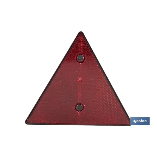 CATADIÓPTRICO TRIANGULAR ROJO 155 X 137 MM CON AGUJERO Y TORNILLOS