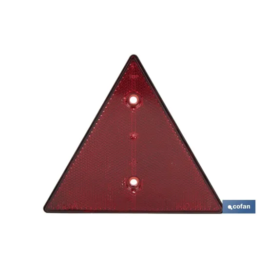 CATADIÓPTRICO TRIANGULAR ROJO 155 X 137 MM CON AGUJERO Y SIN TORNILLOS