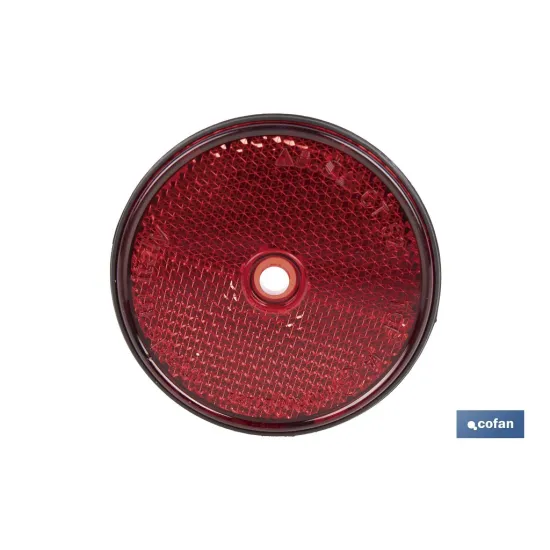 CATADIÓPTRICO REDONDO ROJO Ø60 MM CON AGUJERO SIN TORNILLO
