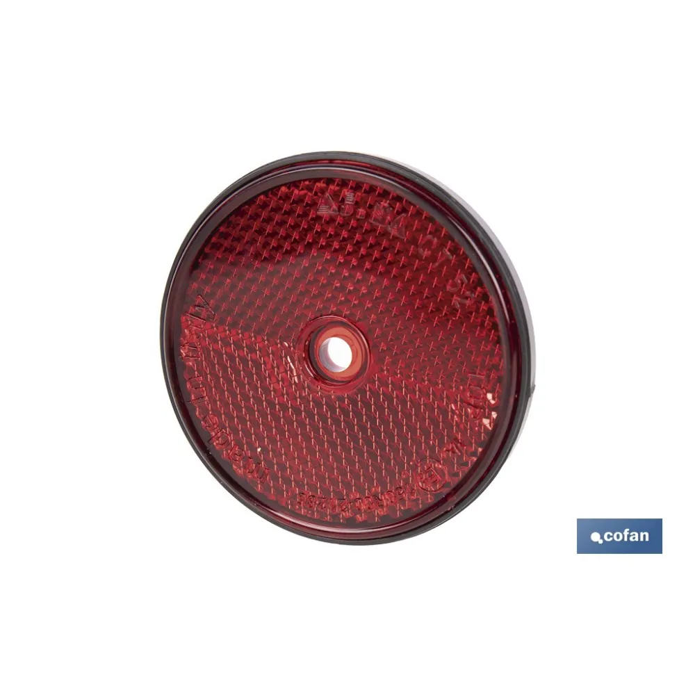 CATADIÓPTRICO REDONDO ROJO Ø60 MM CON AGUJERO SIN TORNILLO