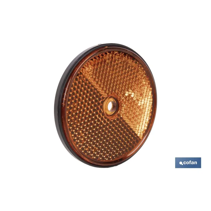 CATADIÓPTRICO REDONDO ÁMBAR Ø60 MM CON AGUJERO SIN TORNILLO