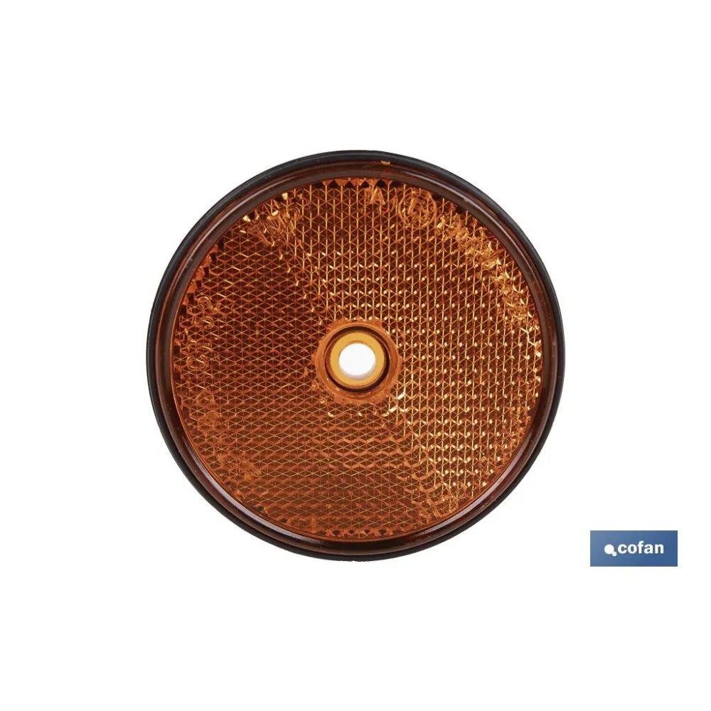 CATADIÓPTRICO REDONDO ÁMBAR Ø60 MM CON AGUJERO SIN TORNILLO