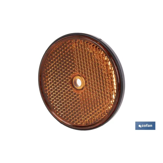 CATADIÓPTRICO REDONDO ÁMBAR Ø60 MM CON AGUJERO SIN TORNILLO