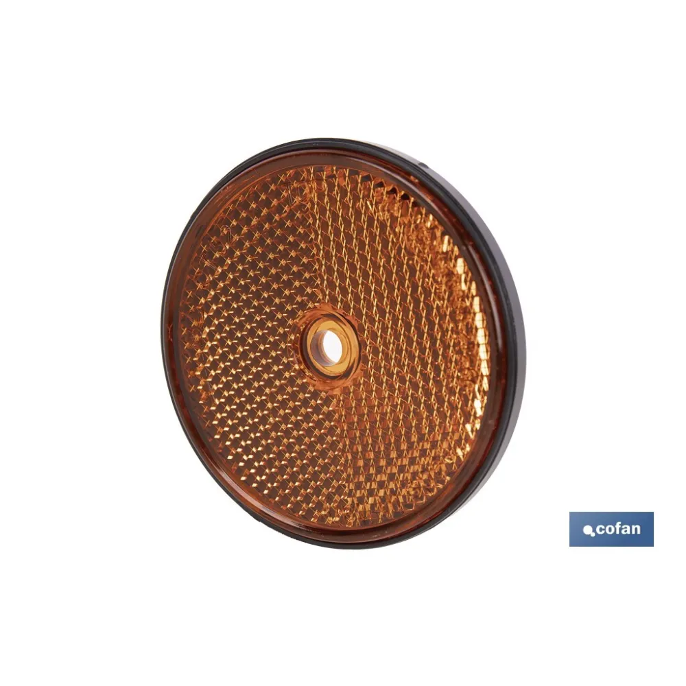 CATADIÓPTRICO REDONDO ÁMBAR Ø60 MM CON AGUJERO SIN TORNILLO