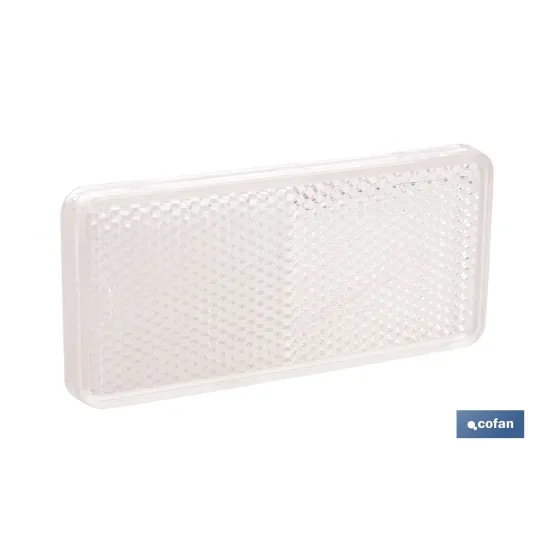 CATADIÓPTRICO RECTANGULAR BLANCO 94 X 44 MM CON ADHESIVO