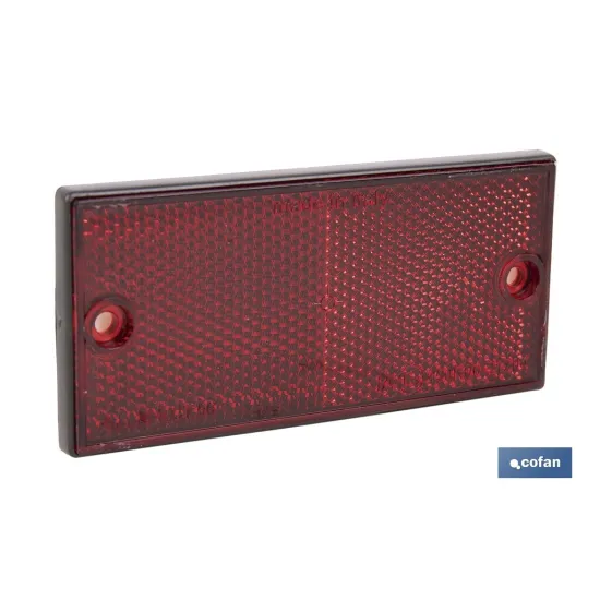 CATADIÓPTRICO RECTANGULAR ROJO 106 X 50 MM CON AGUJERO SIN TORNILLO CON ADHESIVO