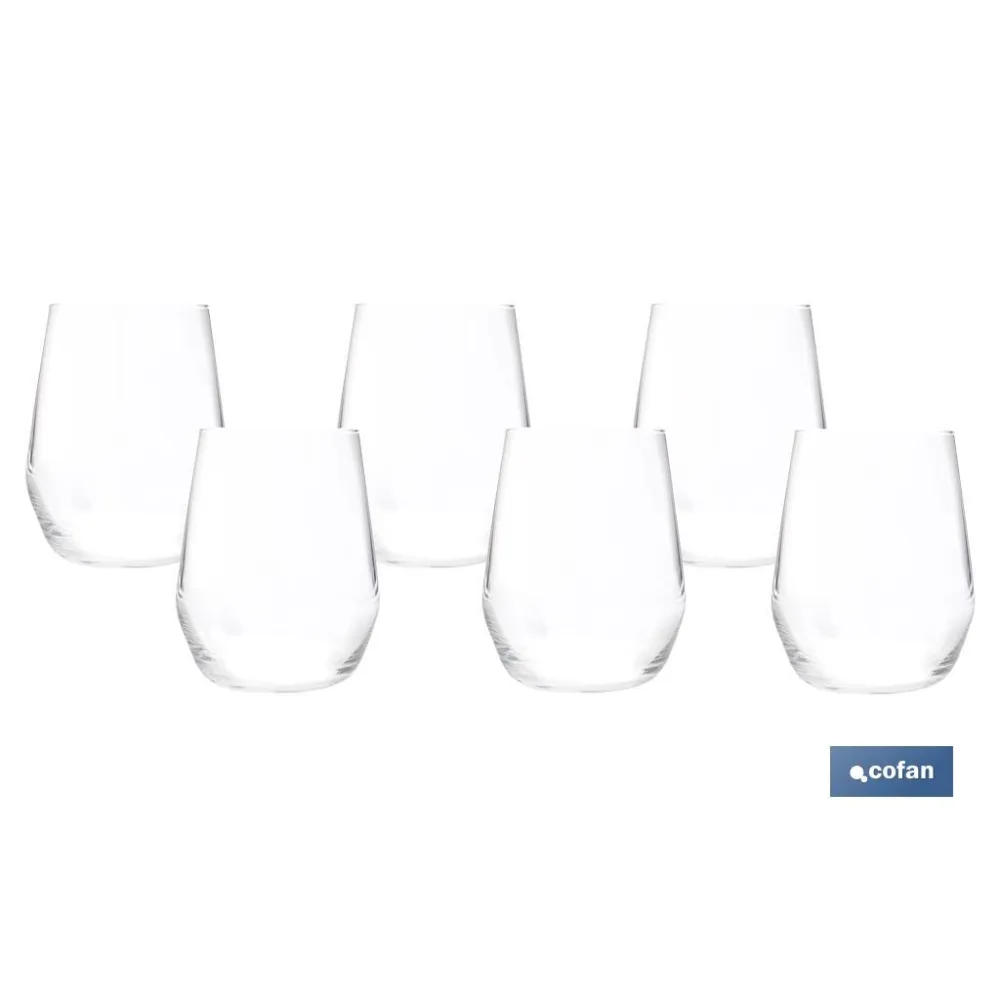 PACK 6 VASOS DE AGUA VIDRIO 38 CL MODELO ÁGATA