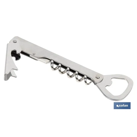 SACACORCHOS DE ACERO INOXIDABLE CON ABRIDOR 14 CM