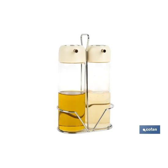 SET DE ACEITERA Y VINAGRERA  GAMA LAUREL COLOR BEIGE