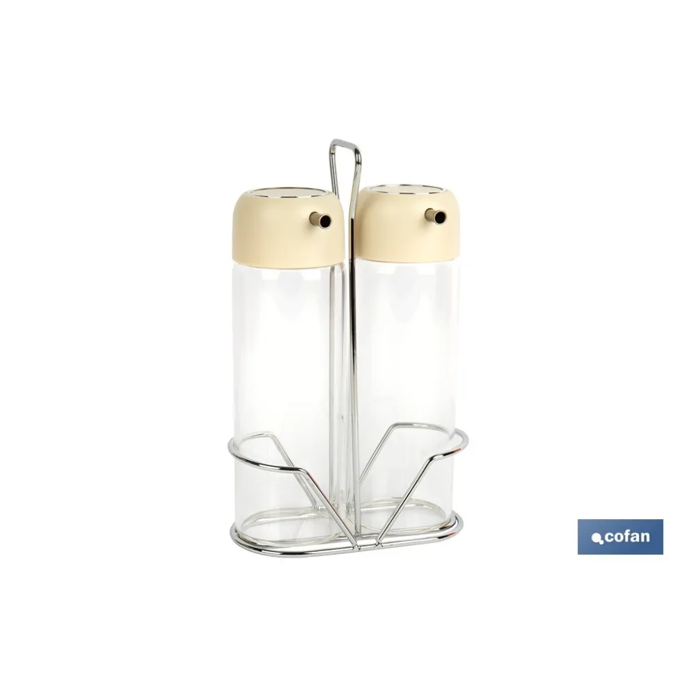 SET DE ACEITERA Y VINAGRERA  GAMA LAUREL COLOR BEIGE
