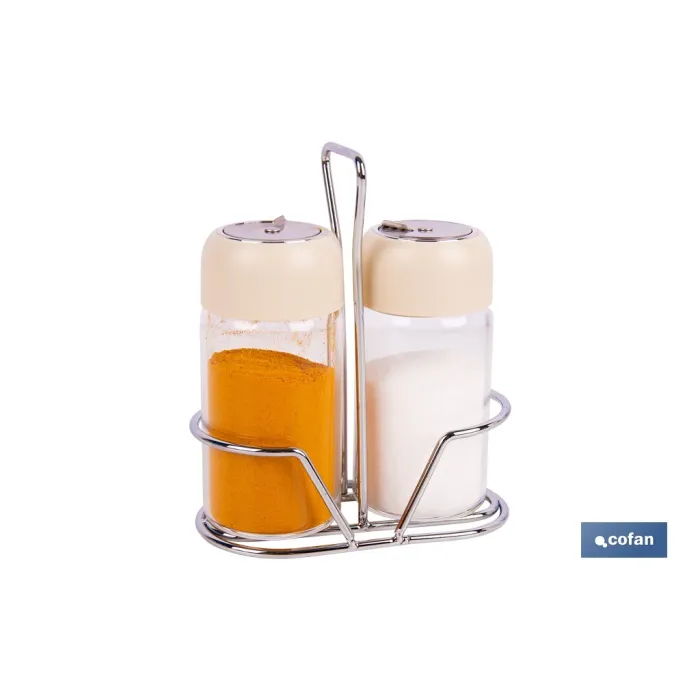 SET DE SALERO Y PIMENTERO GAMA LAUREL COLOR BEIGE