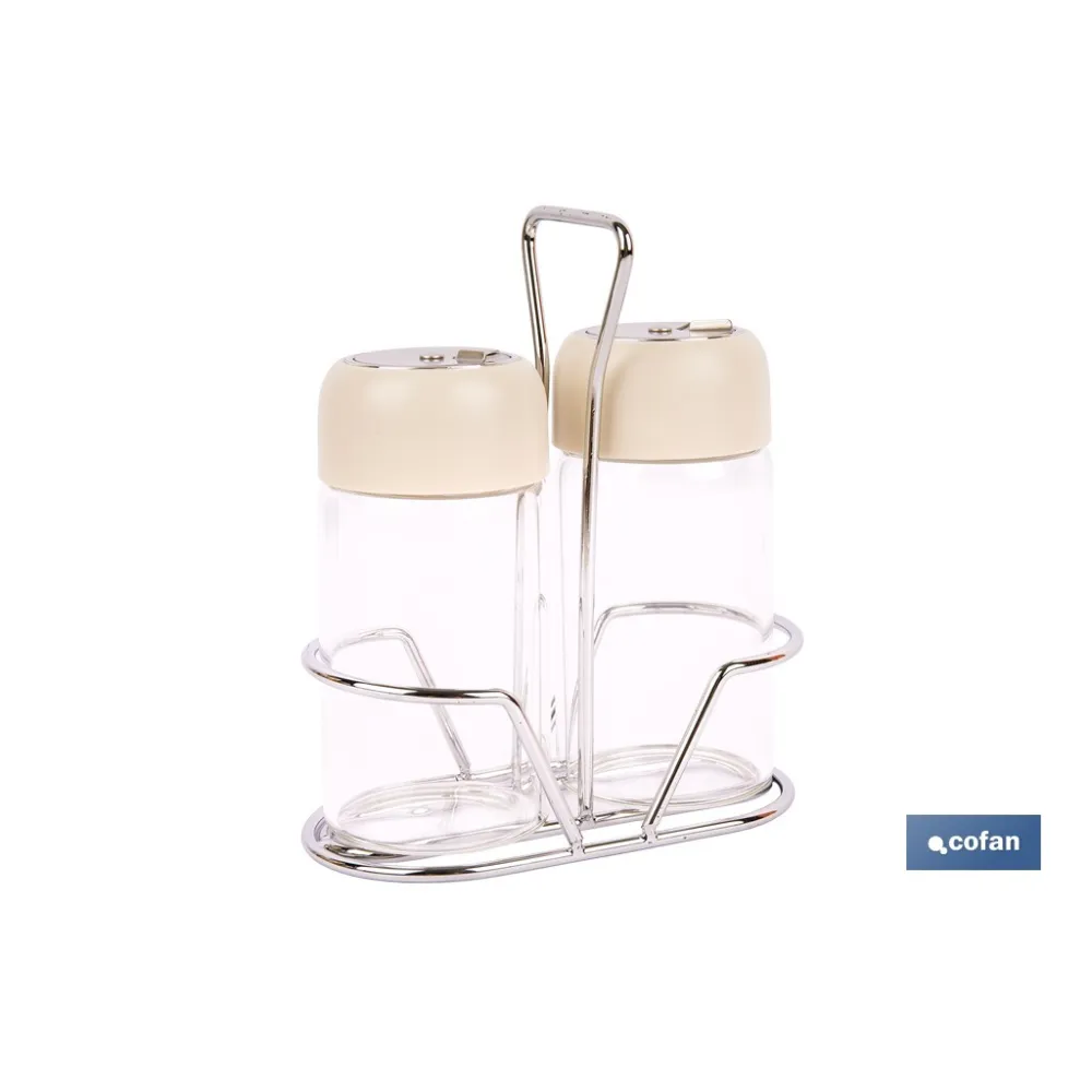 SET DE SALERO Y PIMENTERO GAMA LAUREL COLOR BEIGE