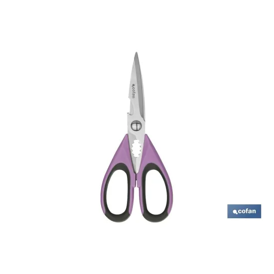 TIJERAS MORADAS DE ACERO INOX. MODELO SENA 22 CM