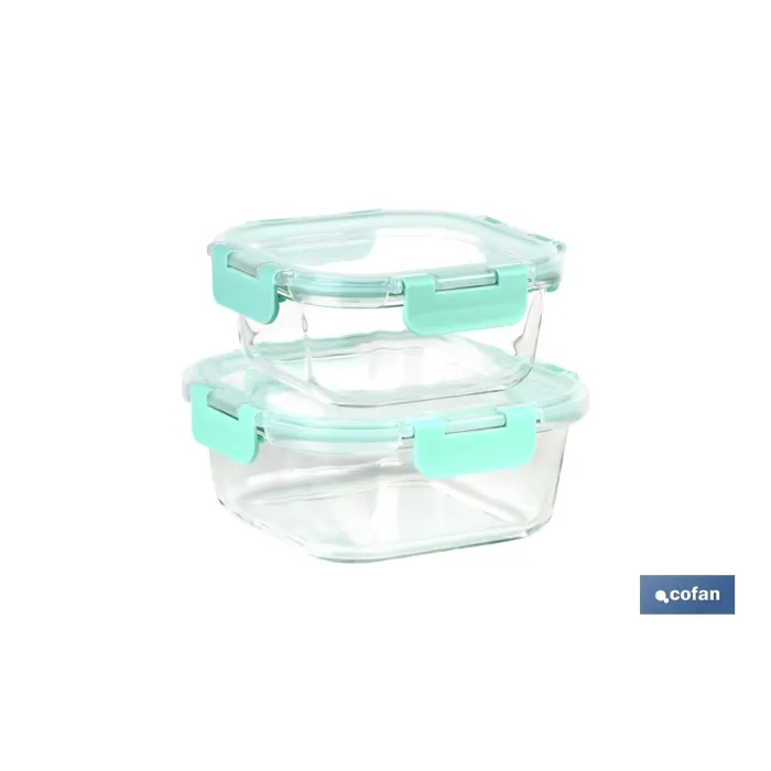 SET DE 2 RECIPIENTES DE BOROSILICATO MODELO AGATHA 520 ML - 800 ML