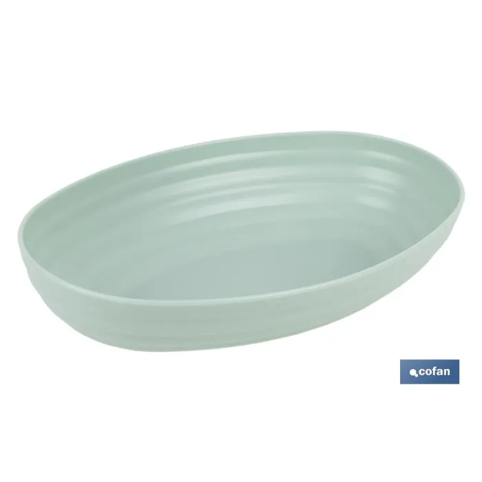 FUENTE OVALADA VERDE AGUA 24X16X5.5cm MODELO NARA 1080ml