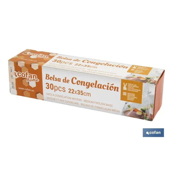 BOLSAS DE CONGELACIÓN MEDIANA 22 X 35 30UDS