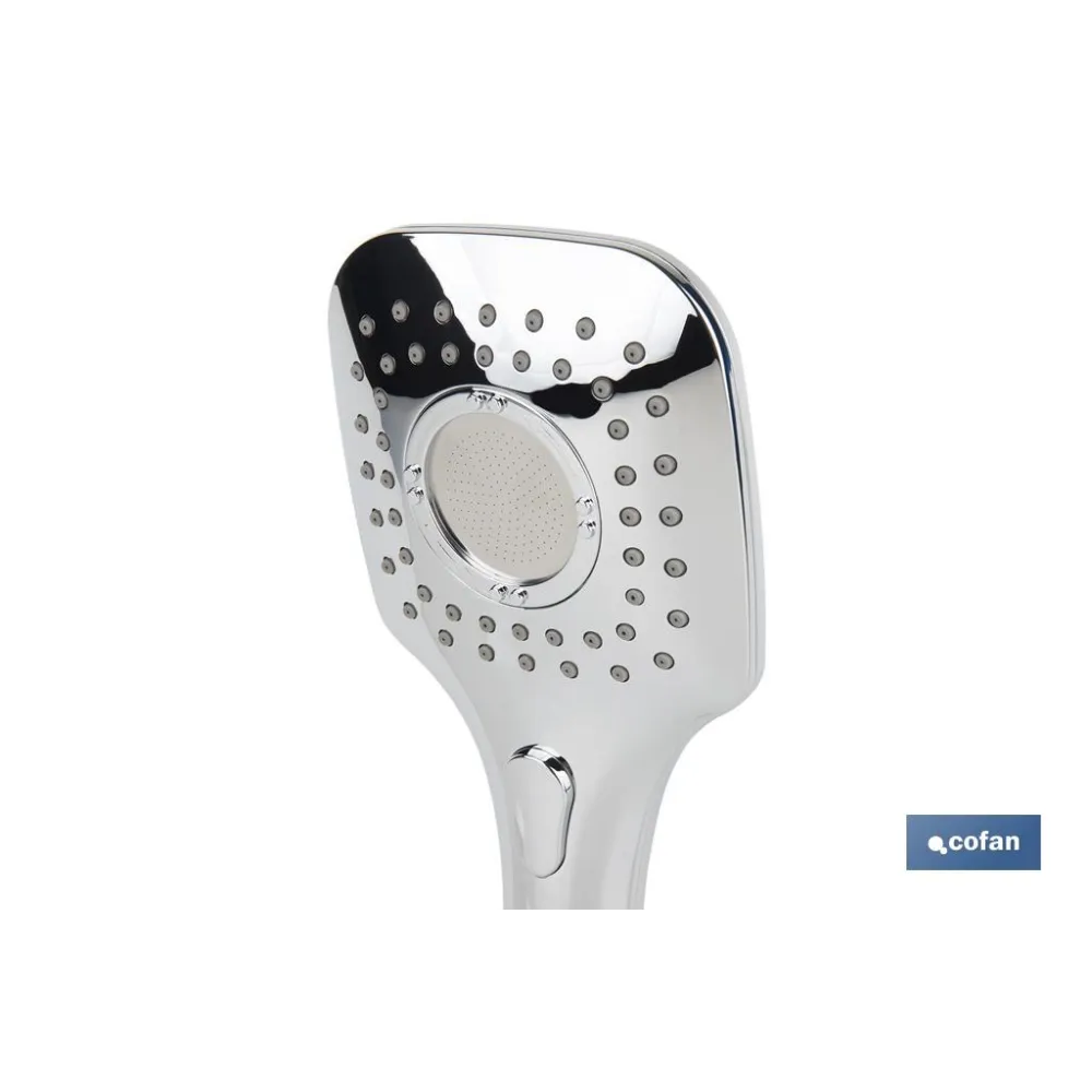 MANGO DUCHA CROMADO CON 3 FUNCIONES CON PULSADOR