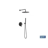 CONJUNTO DE DUCHA EMPOTRADA MONOMANDO REDONDA NEGRO MATE