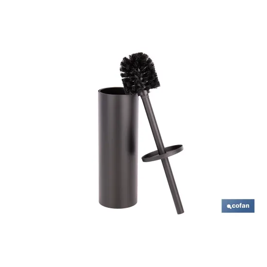 ESCOBILLERO PARA INODORO NEGRO MATE DE ACERO GAMA RIBEIRA 9,1 X 9,1 X 39 CM