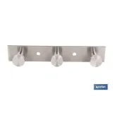 PERCHERO DE PARED DE ACERO INOXIDABLE 304 CON 3 POMOS 15,6 X 2,7 X 2,8 CM