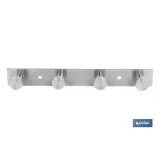 PERCHERO DE PARED DE ACERO INOXIDABLE 304 CON 4 POMOS 21,6 X 2,7 X 2,8 CM