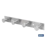 PERCHERO DE PARED DE ACERO INOXIDABLE 304 CON 4 POMOS 21,6 X 2,7 X 2,8 CM