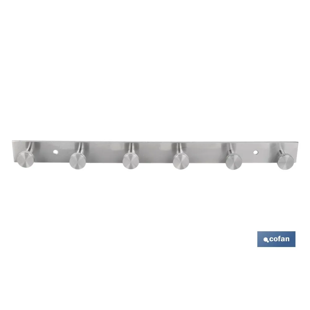 PERCHERO DE PARED DE ACERO INOXIDABLE 304 CON 6 POMOS 33,51 X 2,7 X 2,8 CM