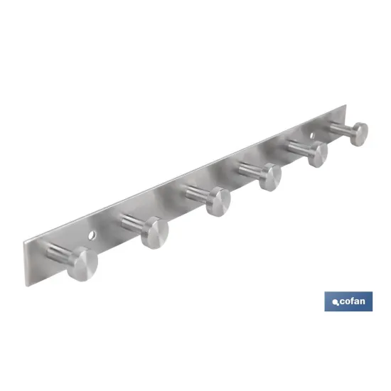 PERCHERO DE PARED DE ACERO INOXIDABLE 304 CON 6 POMOS 33,51 X 2,7 X 2,8 CM