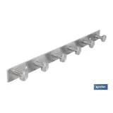 PERCHERO DE PARED DE ACERO INOXIDABLE 304 CON 6 POMOS 33,51 X 2,7 X 2,8 CM