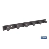 PERCHERO DE PARED NEGRO DE ACERO CON 6 POMOS 33,51 X 2,7 X 2,8 CM