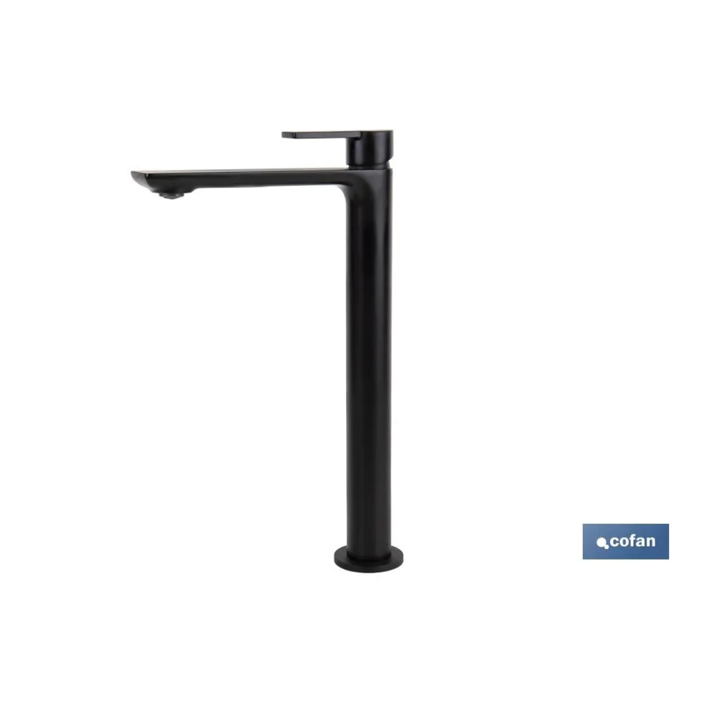GRIFO ALTO MONOMANDO PARA LAVABO NEGRO MATE MODELO KERCH  25mm