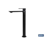 GRIFO ALTO MONOMANDO PARA LAVABO NEGRO MATE MODELO KERCH  25mm
