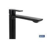 GRIFO ALTO MONOMANDO PARA LAVABO NEGRO MATE MODELO KERCH  25mm