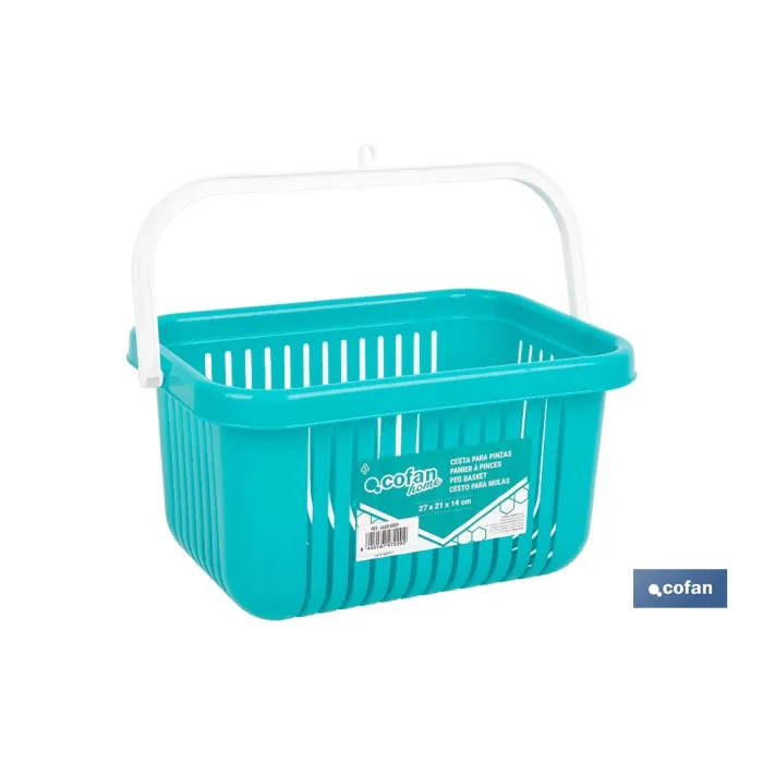 CESTA PARA PINZAS AZUL TURQUESA 27 X 21 X 14 CM