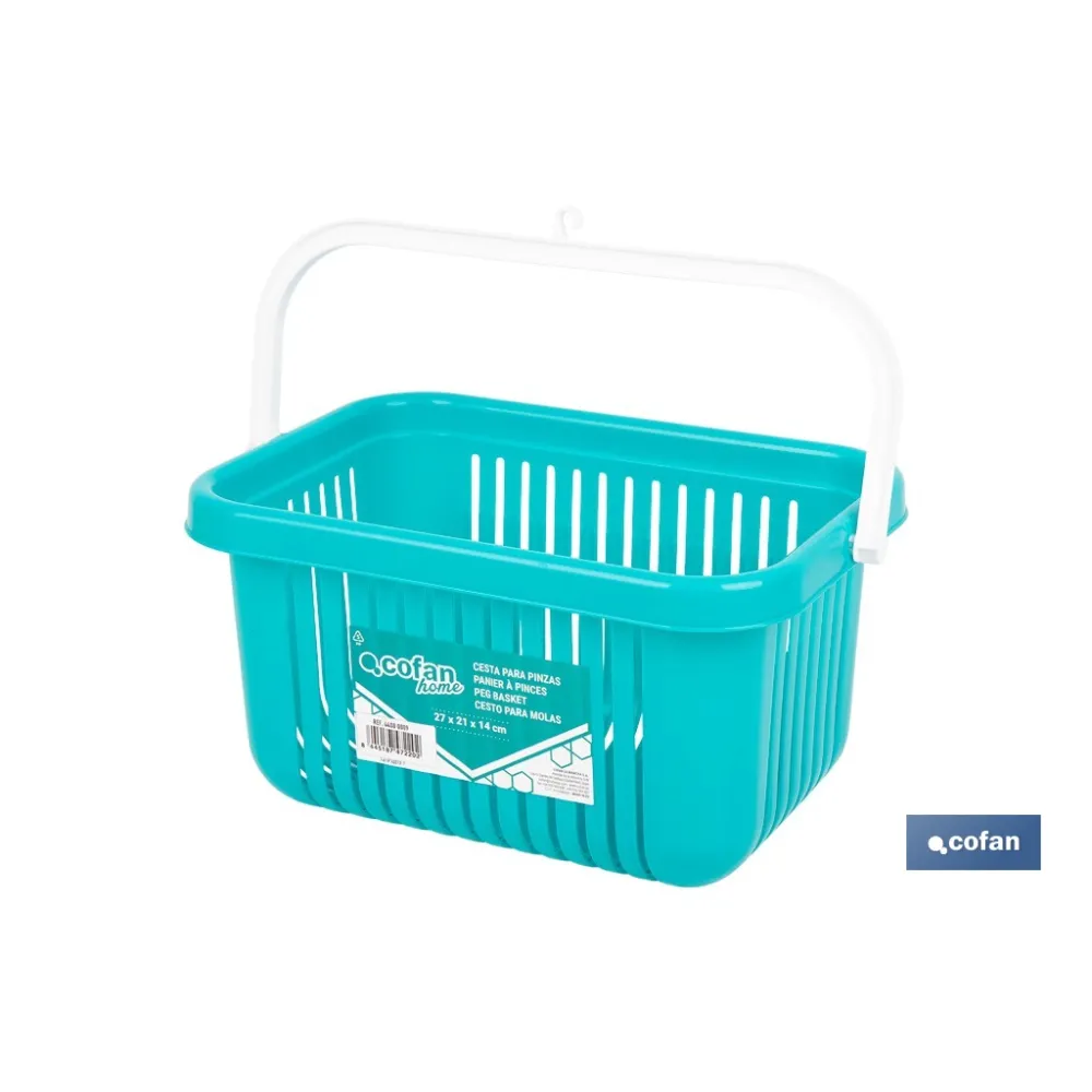 CESTA PARA PINZAS AZUL TURQUESA 27 X 21 X 14 CM