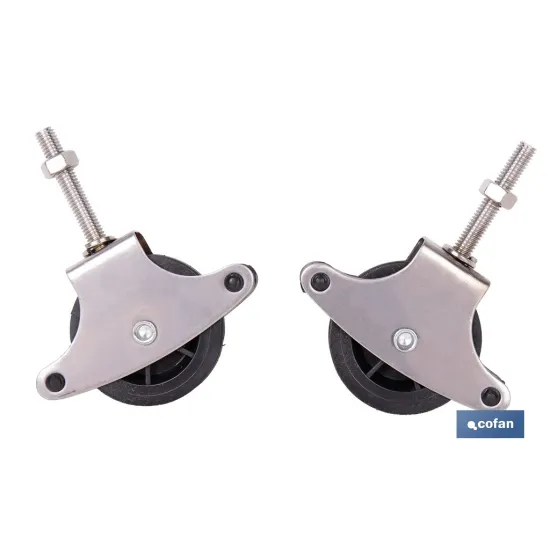 PACK 2 POLEAS PARA TENDEDERO ACERO INOXIDABLE 304  ROLDANA 4 CM